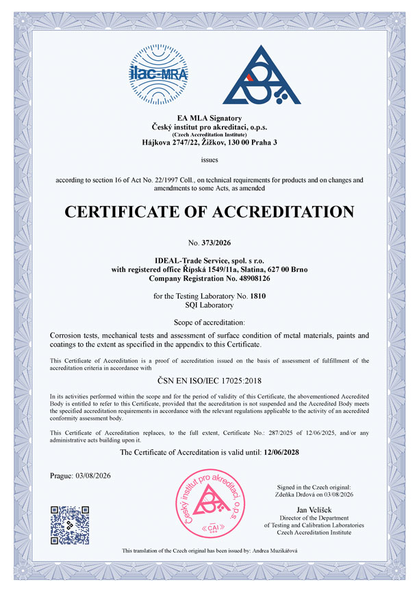Certificate of accreditation