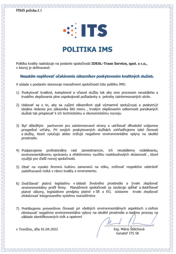 Politika kvality podpisana