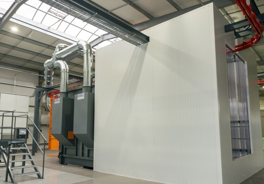 Powder coating facility for automotive industry