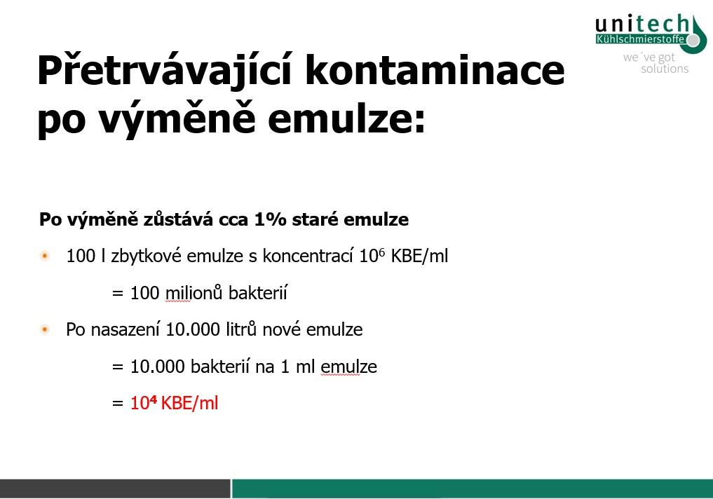 Přetrvávání kontaminace bakteriemi po výměně
