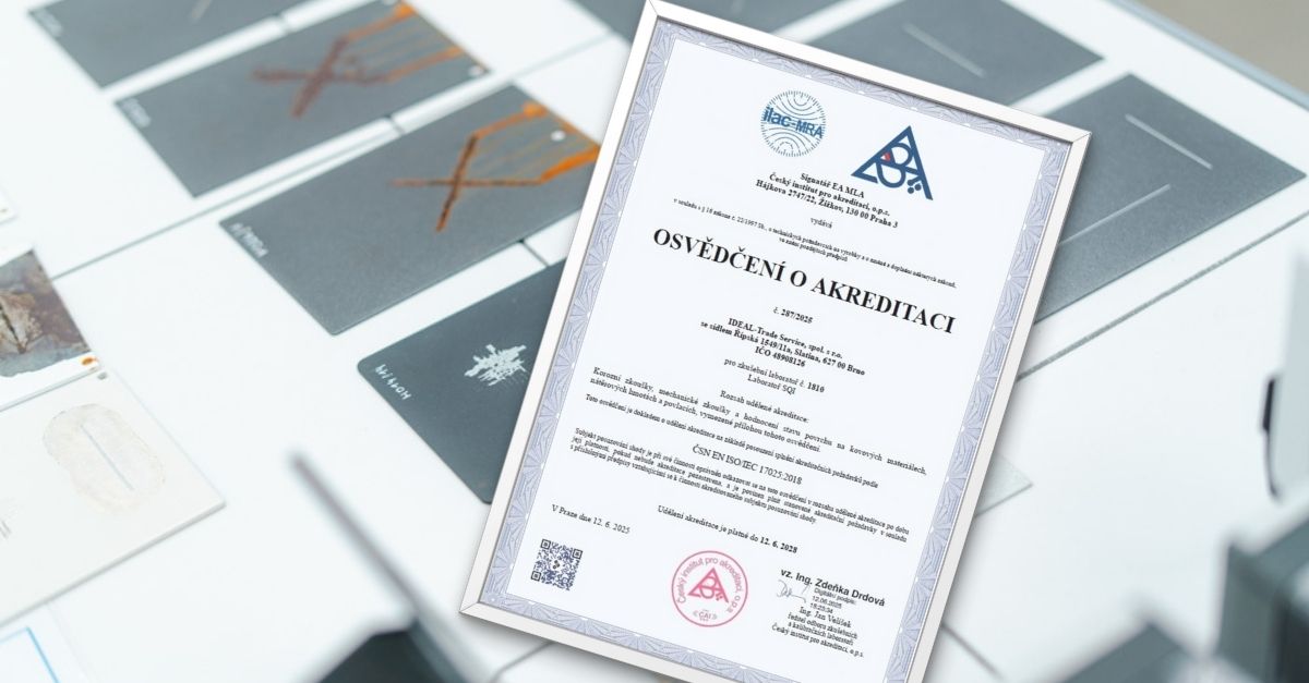 Naše zkušební laboratoř SQI získala akreditaci ČIA dle ČSN EN ISO/IEC 17025