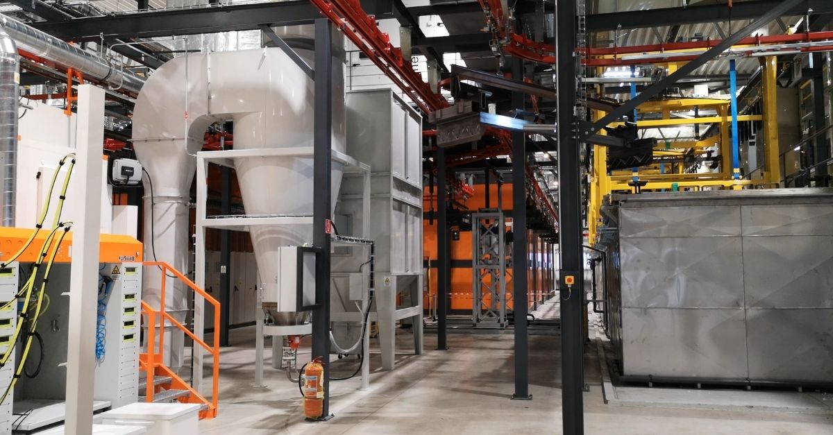 Coating line with the technology for measurement of paint thickness