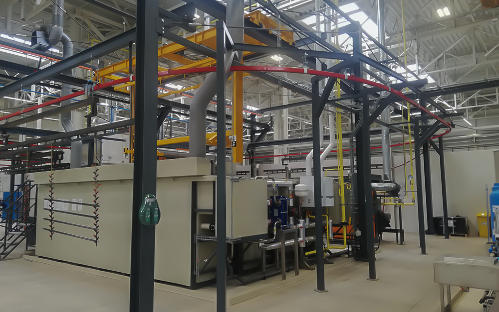 Manual coating line with pretreatment by immersion